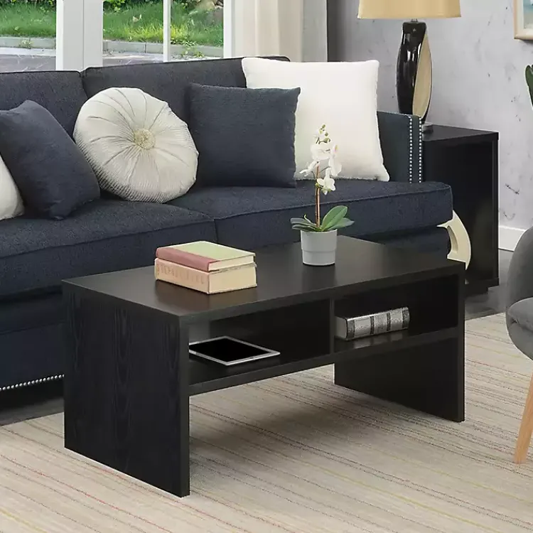 Coffee Tables-Kirklands Home Wakefield Shelf Coffee Table Black