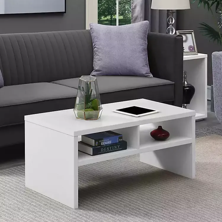 Coffee Tables-Kirklands Home Wakefield Shelf Coffee Table White