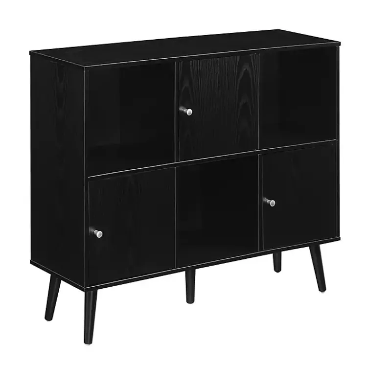 Cabinets & Sideboards-Kirklands Home Mid-Century Modern Cubby Cabinet Black