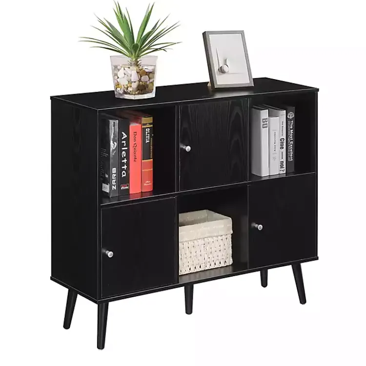 Cabinets & Sideboards-Kirklands Home Mid-Century Modern Cubby Cabinet Black