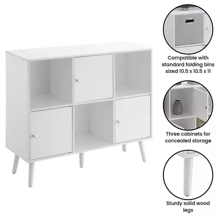 Cabinets & Sideboards-Kirklands Home Mid-Century Modern Cubby Cabinet White