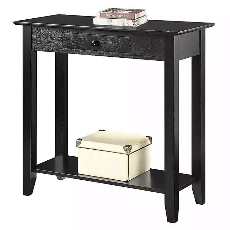 Console Tables-Kirklands Home Slim Single Drawer Console Table Black