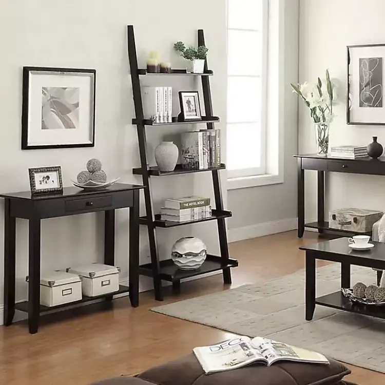 Console Tables-Kirklands Home Slim Single Drawer Console Table Black