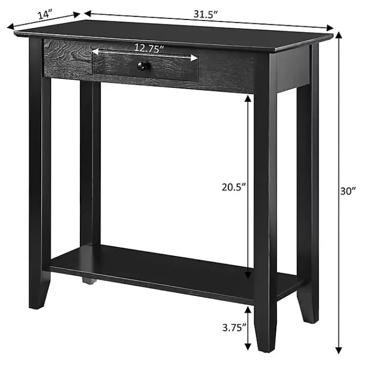 Console Tables-Kirklands Home Slim Single Drawer Console Table Black