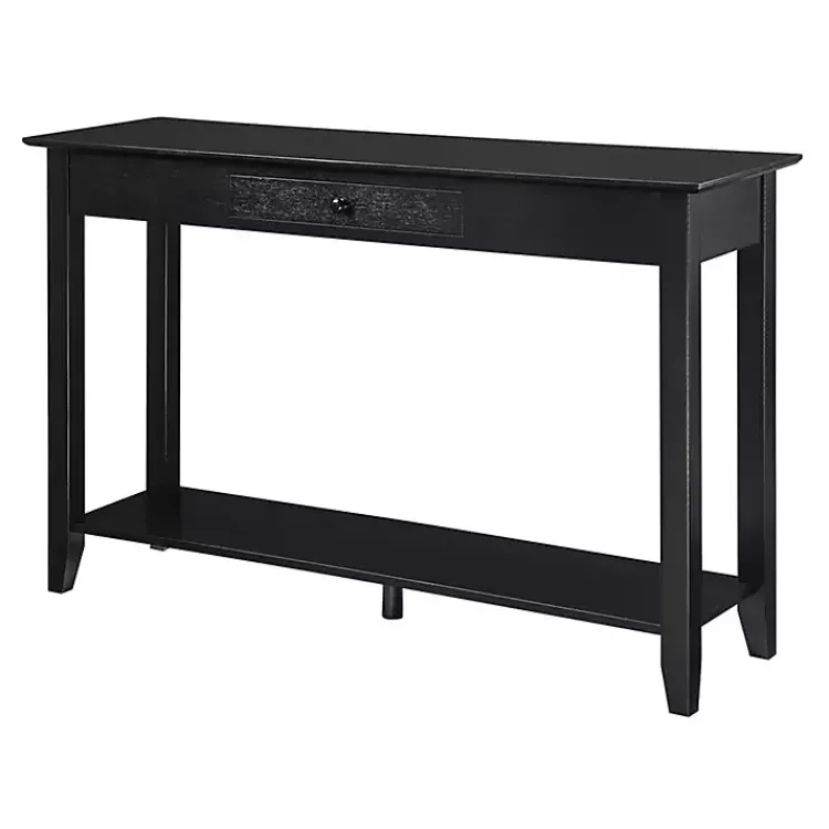 Console Tables-Kirklands Home Long Single Drawer Console Table Black