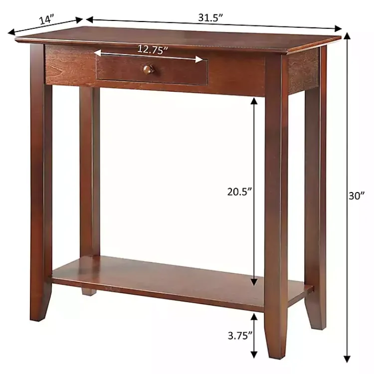 Console Tables-Kirklands Home Slim Single Drawer Console Table Brown