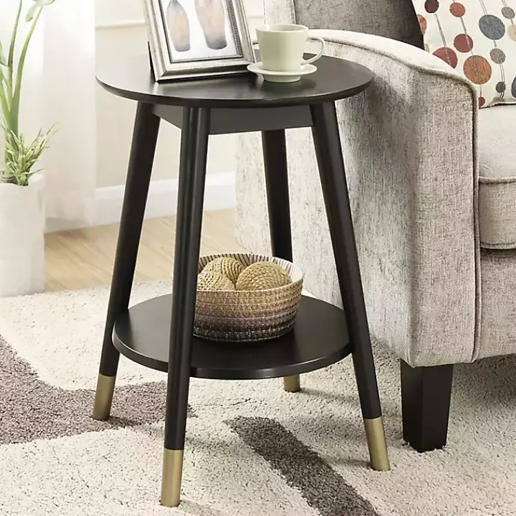 Accent & End Tables-Kirklands Home Mia Round Accent Table Black