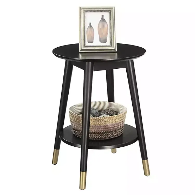 Accent & End Tables-Kirklands Home Mia Round Accent Table Black