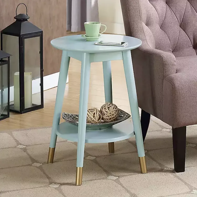 Accent & End Tables-Kirklands Home Mia Round Light Accent Table Blue