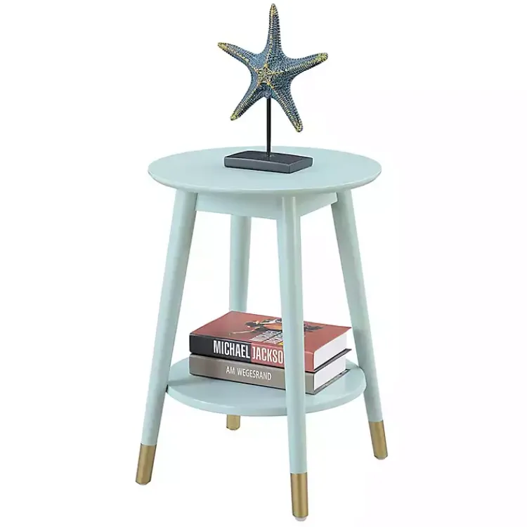 Accent & End Tables-Kirklands Home Mia Round Light Accent Table Blue