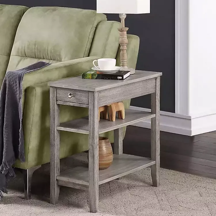 Accent & End Tables-Kirklands Home Double Shelf Wood Accent Table Gray