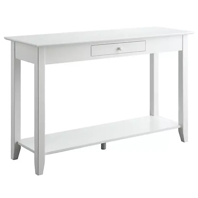 Console Tables-Kirklands Home Long Single Drawer Console Table White