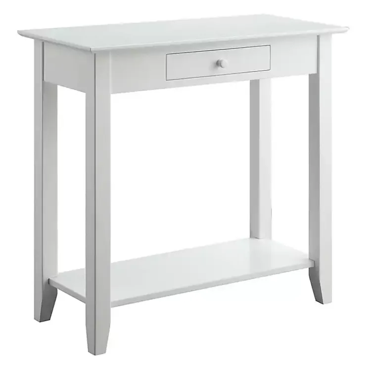 Console Tables-Kirklands Home Slim Single Drawer Console Table White