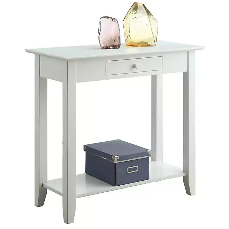 Console Tables-Kirklands Home Slim Single Drawer Console Table White