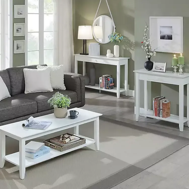 Console Tables-Kirklands Home Slim Single Drawer Console Table White