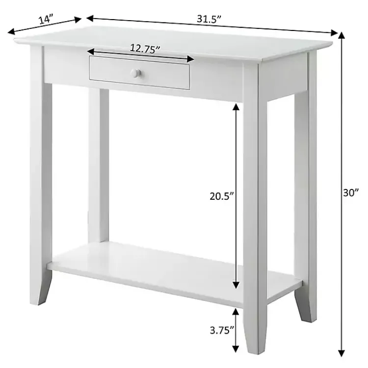 Console Tables-Kirklands Home Slim Single Drawer Console Table White