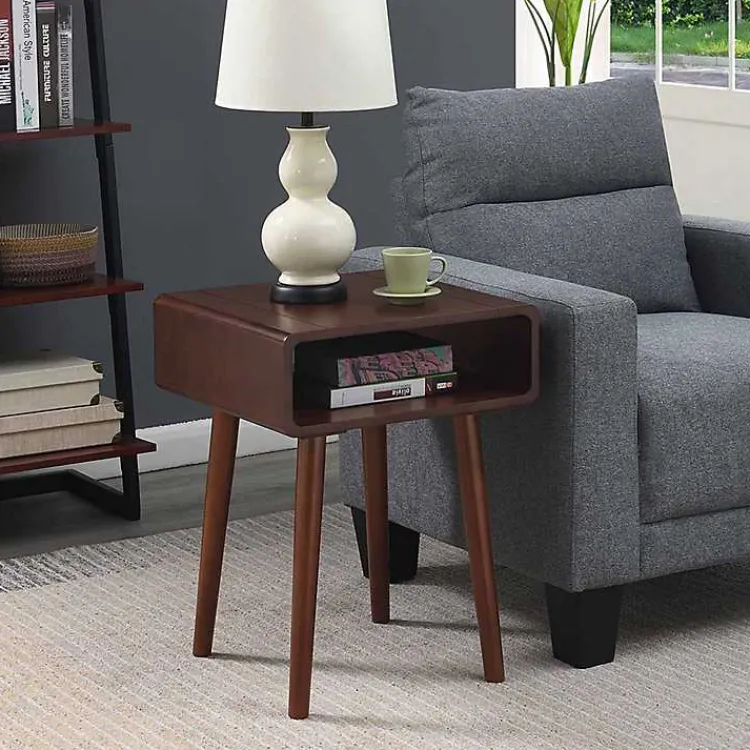 Accent & End Tables-Kirklands Home Curved Edge Open Shelf Accent Table Brown