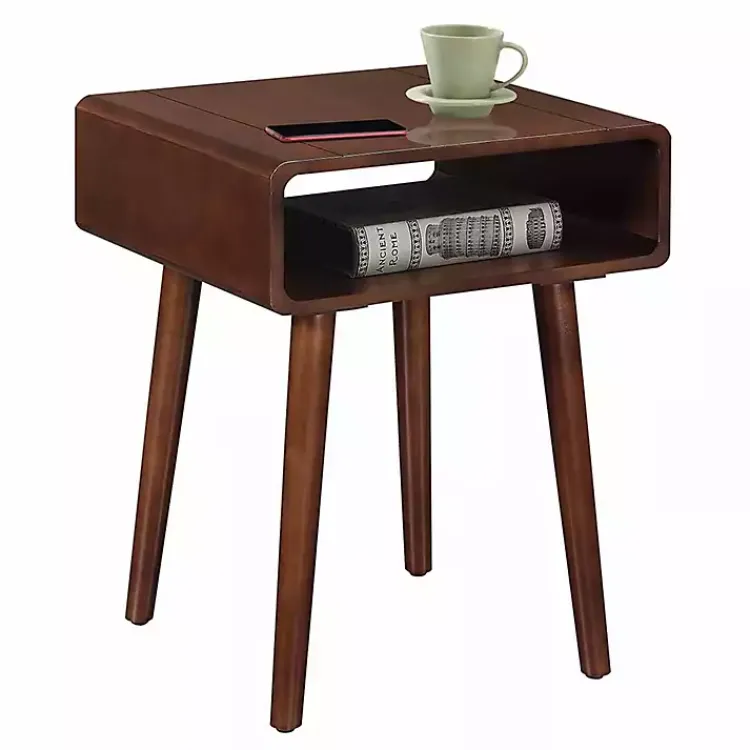 Accent & End Tables-Kirklands Home Curved Edge Open Shelf Accent Table Brown
