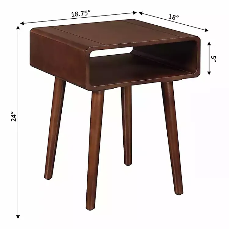 Accent & End Tables-Kirklands Home Curved Edge Open Shelf Accent Table Brown