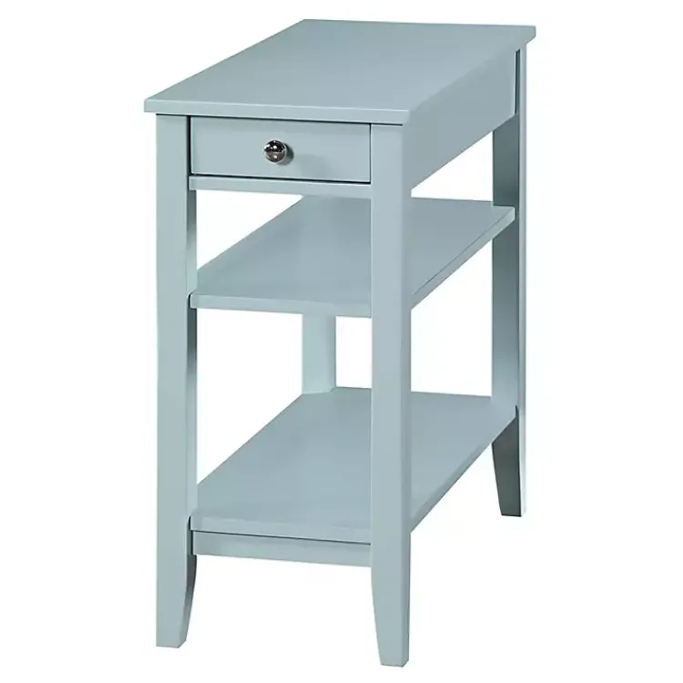 Accent & End Tables-Kirklands Home Light Chairside End Table with Shelves Blue
