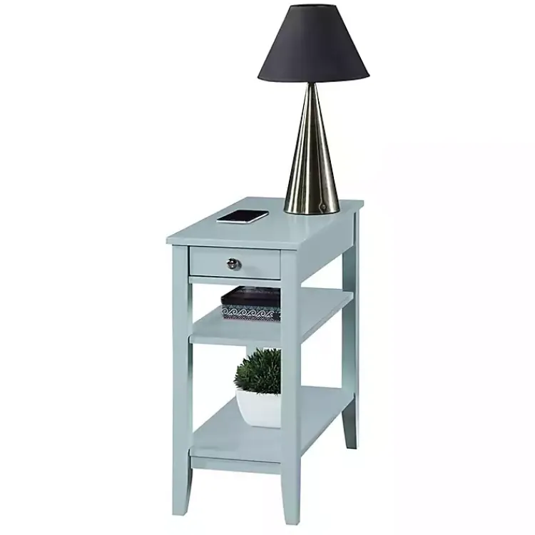 Accent & End Tables-Kirklands Home Light Chairside End Table with Shelves Blue