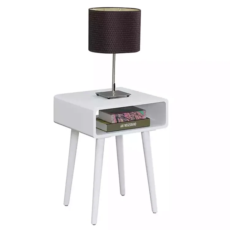 Accent & End Tables-Kirklands Home Curved Edge Open Shelf Accent Table White