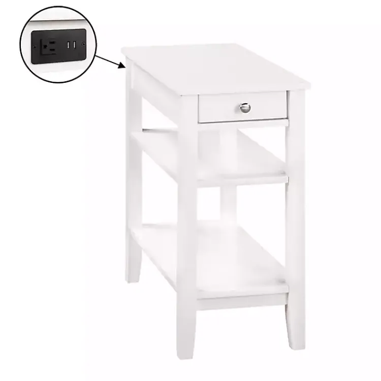 Accent & End Tables-Kirklands Home 2-Shelf Charging Accent Table White