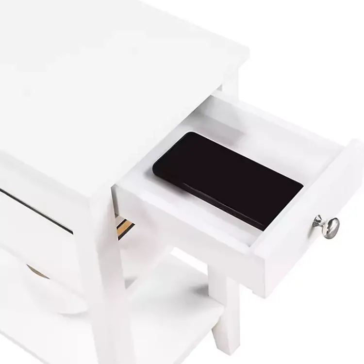 Accent & End Tables-Kirklands Home 2-Shelf Charging Accent Table White