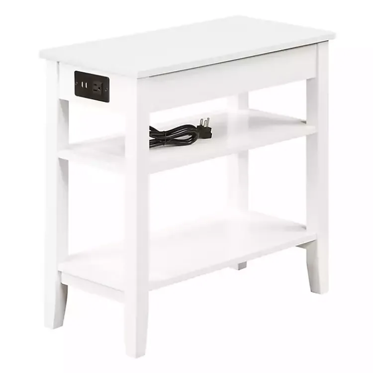 Accent & End Tables-Kirklands Home 2-Shelf Charging Accent Table White