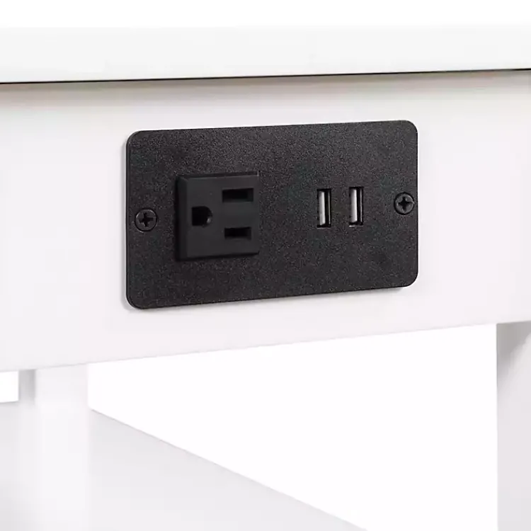 Accent & End Tables-Kirklands Home 2-Shelf Charging Accent Table White