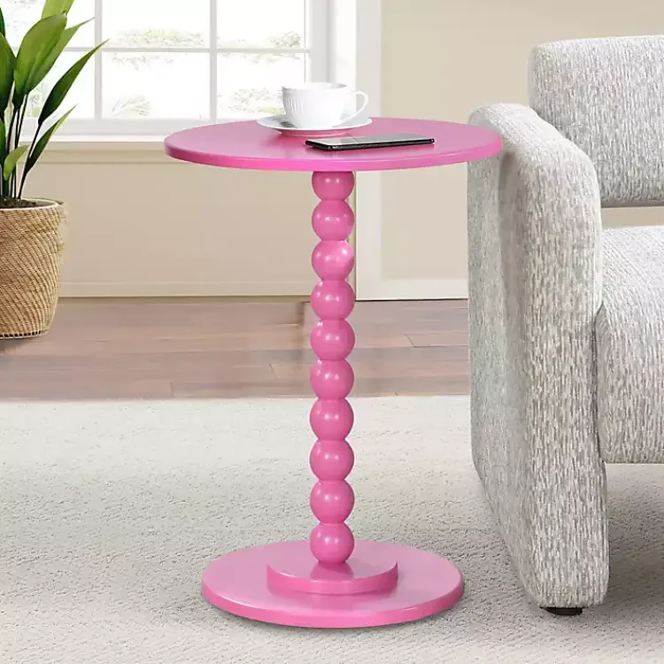 Accent & End Tables-Kirklands Home Beaded Spindle Accent Table Pink