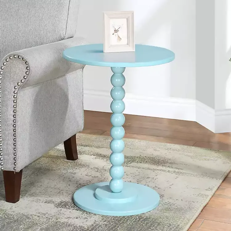 Accent & End Tables-Kirklands Home Beaded Spindle Accent Table Blue