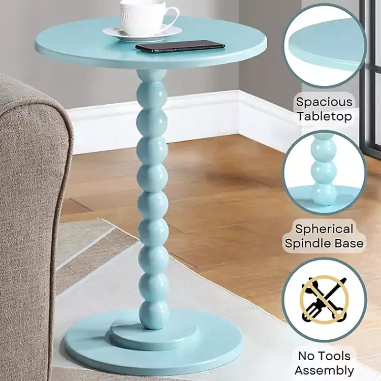 Accent & End Tables-Kirklands Home Beaded Spindle Accent Table Blue