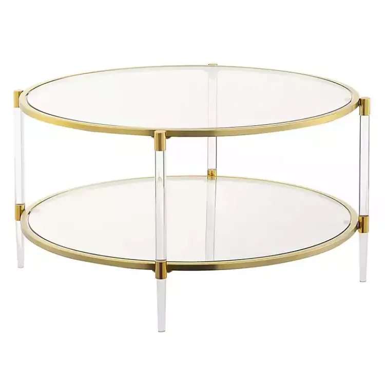 Coffee Tables-Kirklands Home Round Acrylic and Glass Coffee Table Clear