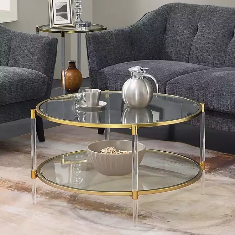 Coffee Tables-Kirklands Home Round Acrylic and Glass Coffee Table Clear