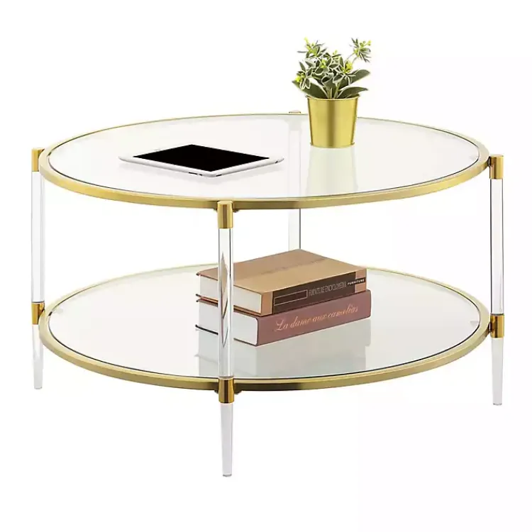 Coffee Tables-Kirklands Home Round Acrylic and Glass Coffee Table Clear