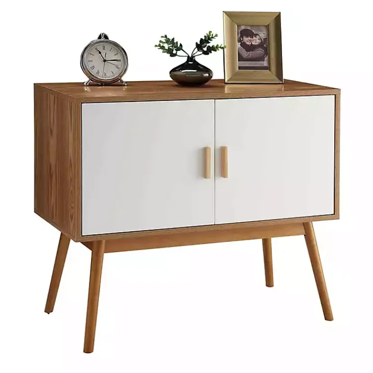 Cabinets & Sideboards-Kirklands Home Natural and White Reversible Doors Cabinet