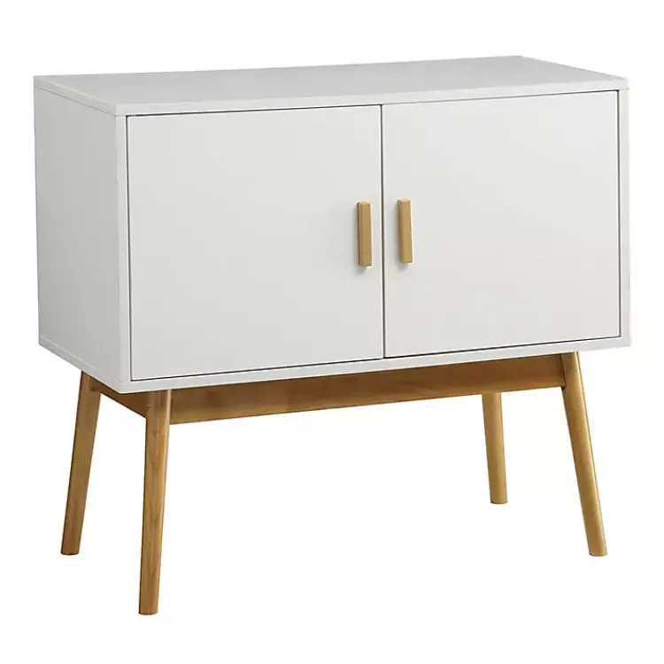 Cabinets & Sideboards-Kirklands Home and Natural Wood Reversible Doors Cabinet White