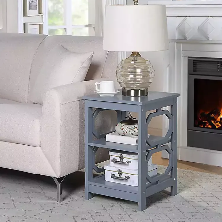 Accent & End Tables-Kirklands Home Octagon 2-Shelf Accent Table Blue