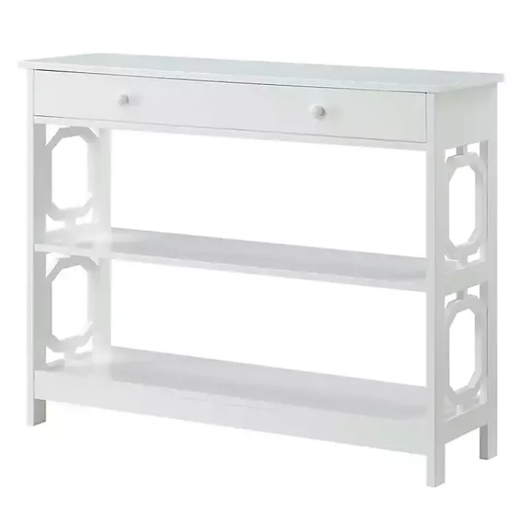 Console Tables-Kirklands Home Octagon 2-Shelf Console Table White