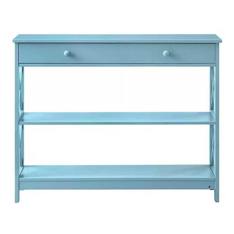 Console Tables-Kirklands Home Light X-Frame 2-Shelf Console Table Blue