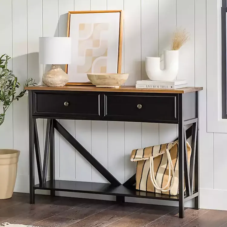 Console Tables-Kirklands Home Cara Console Table Black