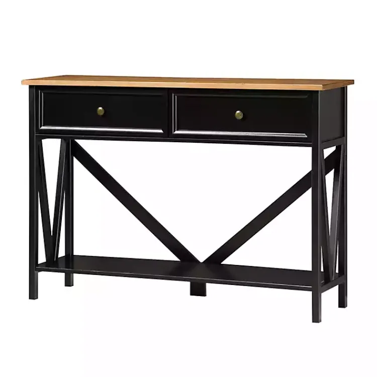 Console Tables-Kirklands Home Cara Console Table Black
