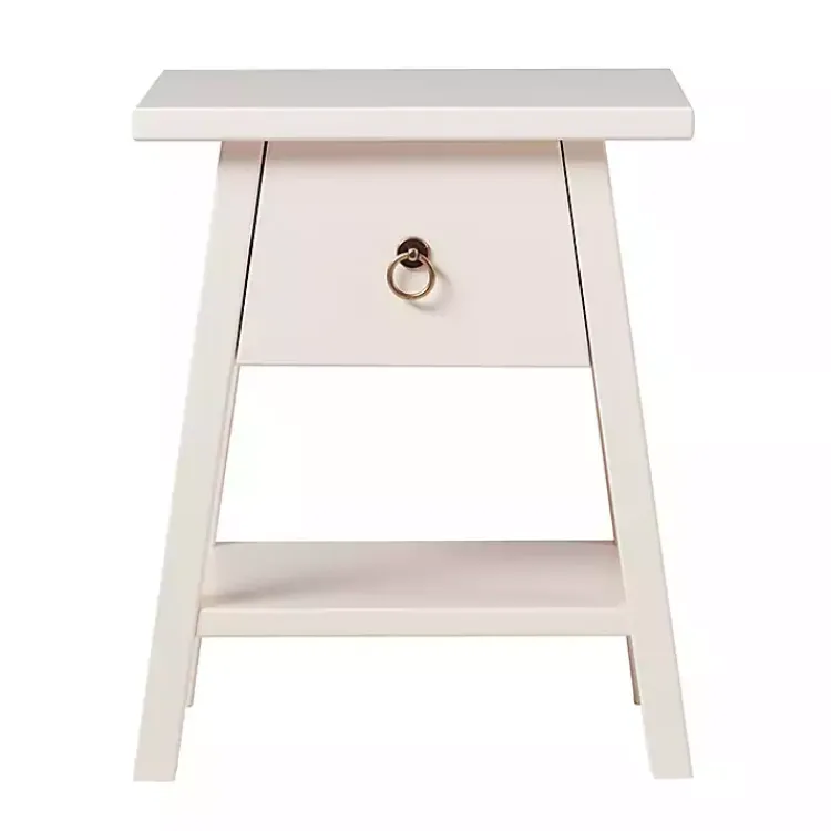 Accent & End Tables-Kirklands Home Japandi Pull-Ring Accent Table Ivory