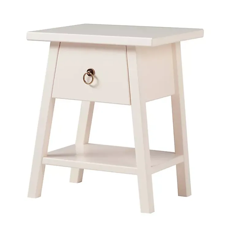 Accent & End Tables-Kirklands Home Japandi Pull-Ring Accent Table Ivory