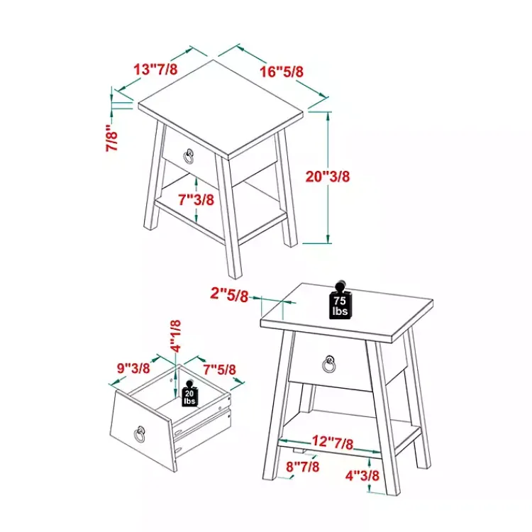 Accent & End Tables-Kirklands Home Japandi Pull-Ring Accent Table Ivory