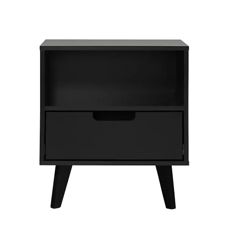 Nightstands-Kirklands Home Riviera Single Drawer Nightstand Black