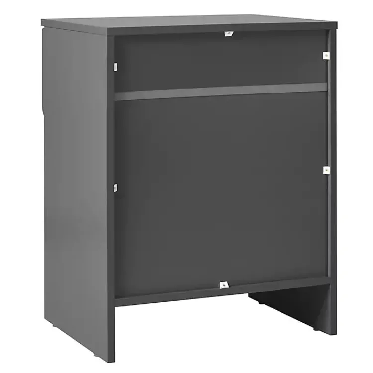 Nightstands-Kirklands Home Dark Stanley Single Drawer Nightstand Gray