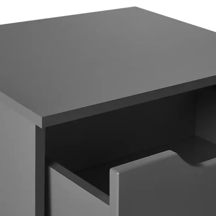 Nightstands-Kirklands Home Dark Stanley Single Drawer Nightstand Gray