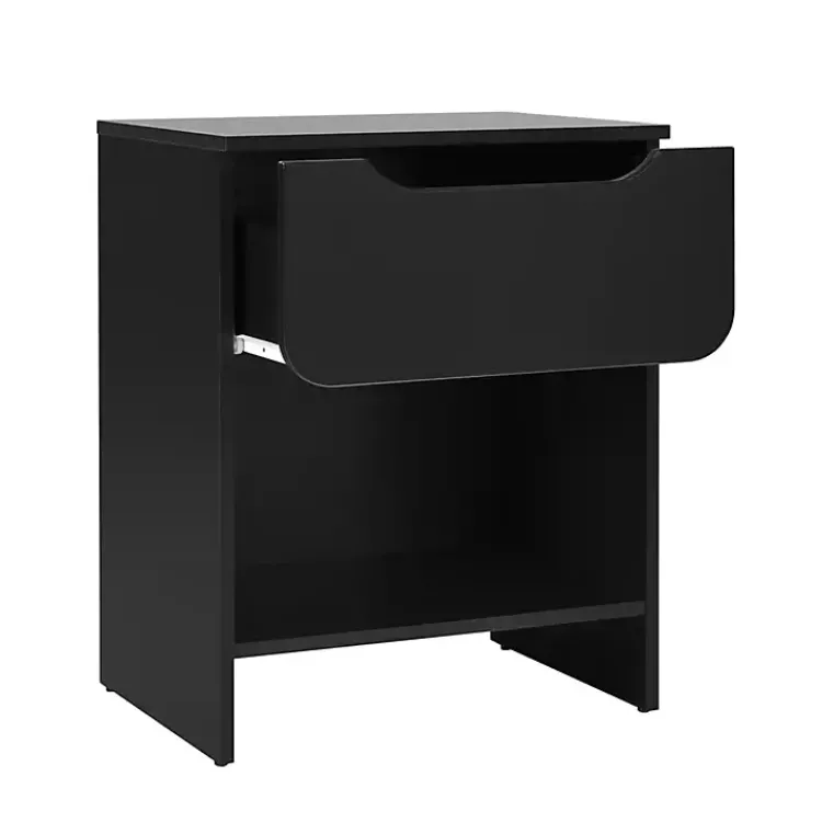Nightstands-Kirklands Home Stanley Single Drawer Nightstand Black